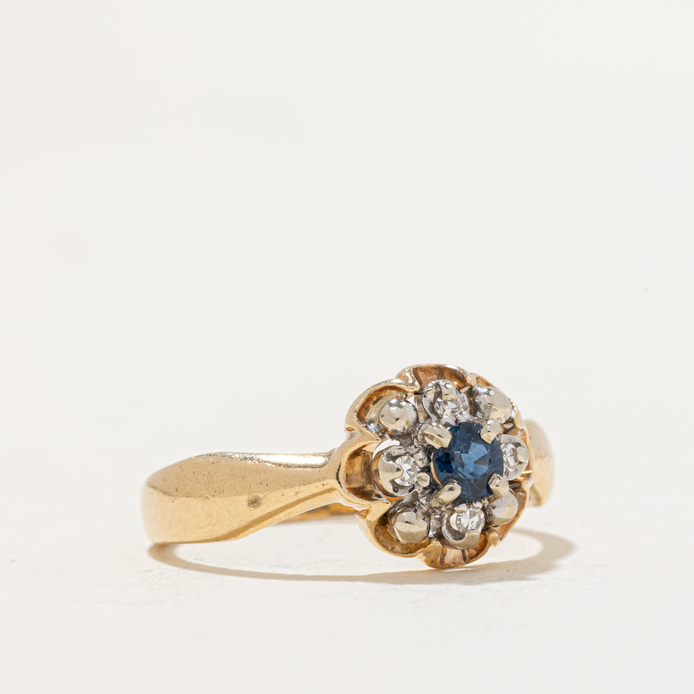 Exquisite 0.16ct Sapphire & 0.02ctw Diamond Halo Engagement Ring - Size 5.25 | Elegant Wedding Band, Anniversary Gift for Her | Perfect for Proposals, Valentine's Day & Special Occasions