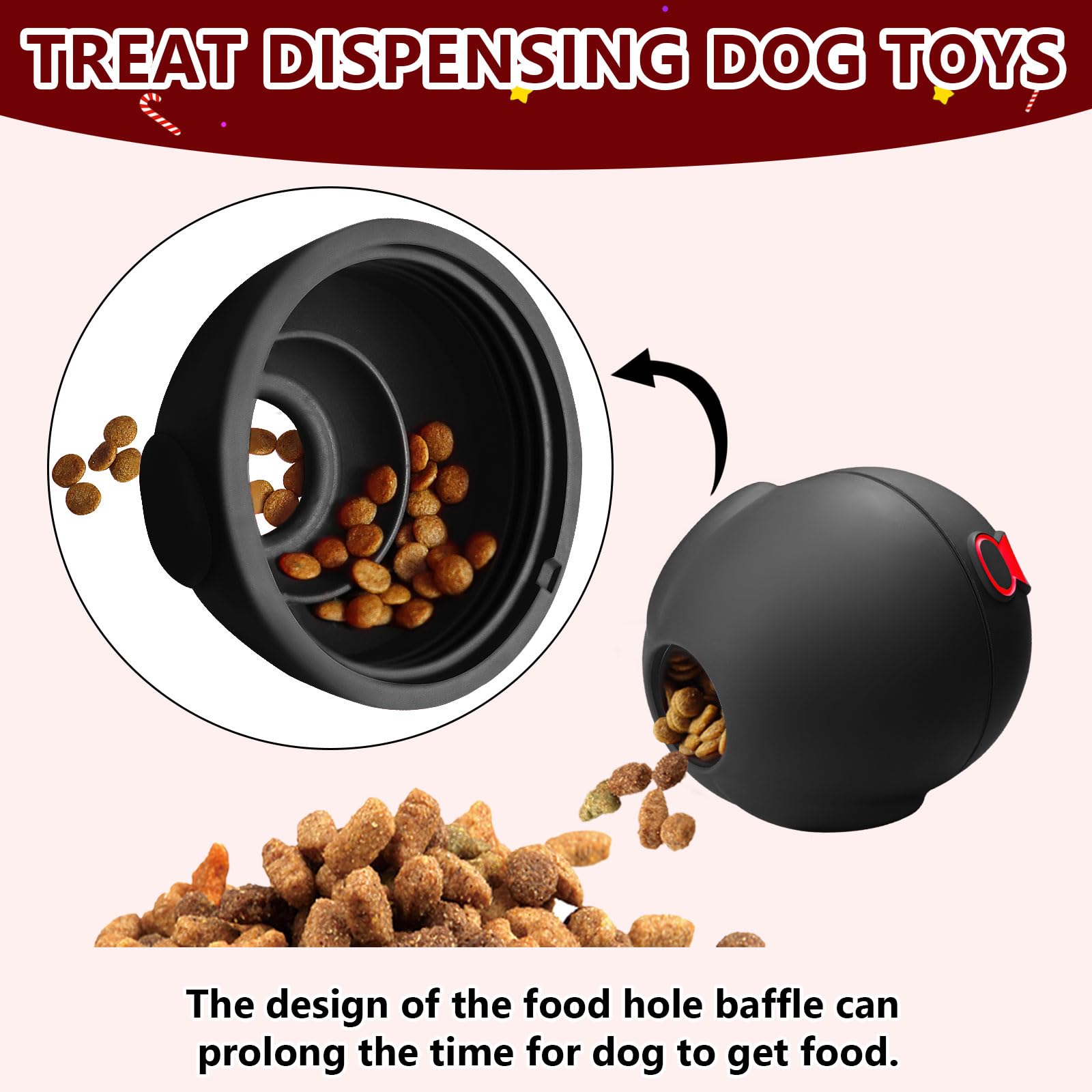 Yipetor XL Dog Chew Toys - Frozen Treat Dispensing Chew Toy for Large Dogs (Black) | Interactive Puzzle Feeder for Mental Stimulation & Teeth Cleaning | Perfect for Aggressive Chewers, Boredom Relief & Training Rewards