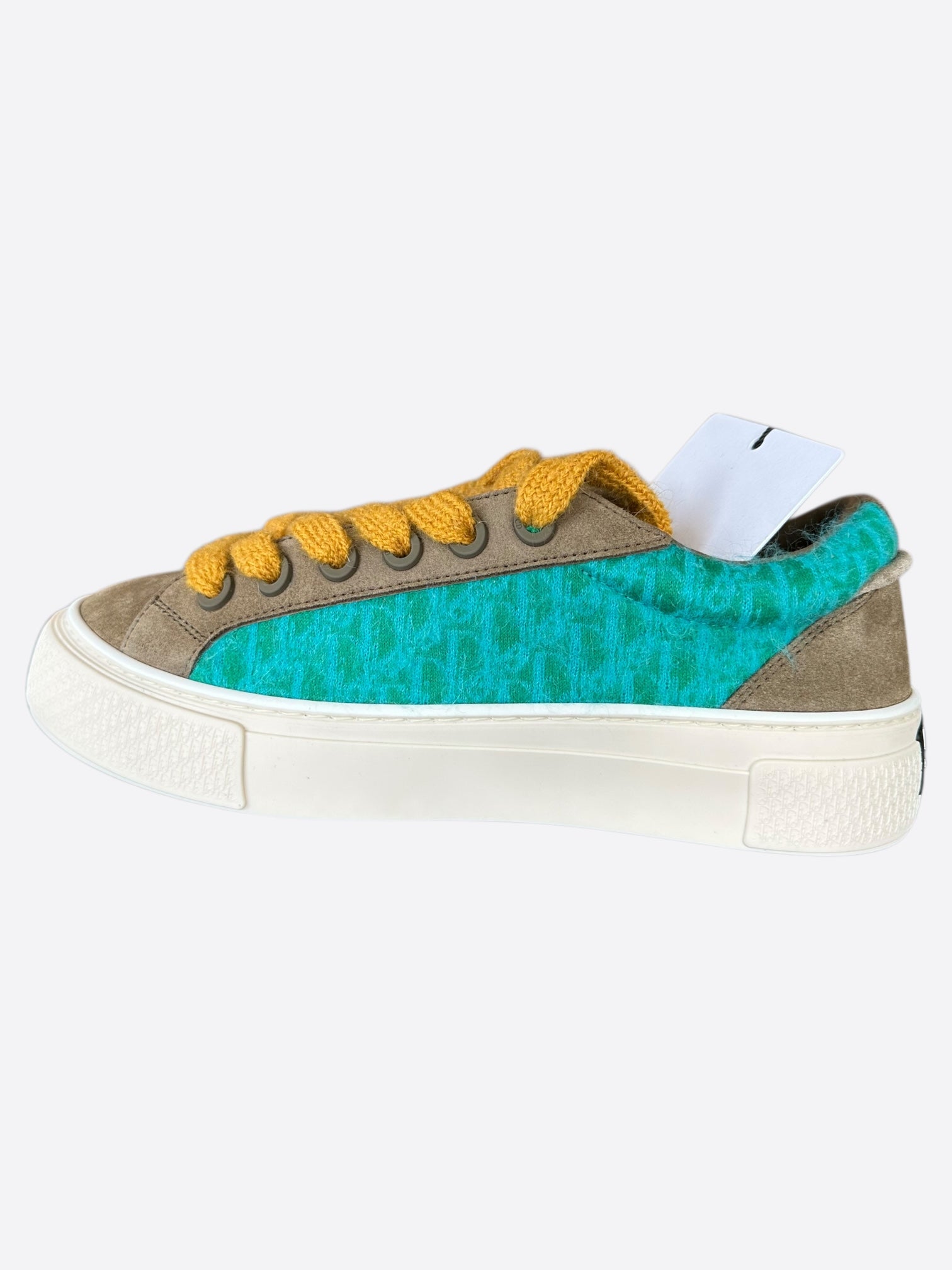 Dior Brown & Turquoise Oblique B33 Sneakers for Women - Luxury Designer Casual Shoes - Perfect for Streetwear, Office & Everyday Fashion