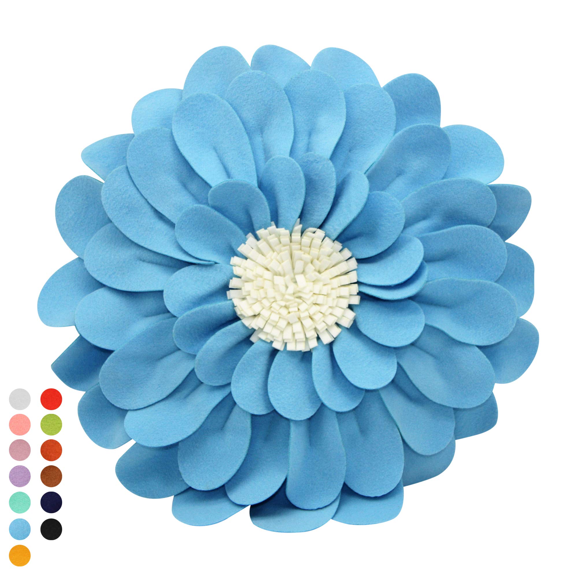 3D Happy Daisy Flower Throw Pillow - Soft & Cozy Round Decorative Pillow for Couch, Bed & Home Décor - Unique Flower Shape Design Patented - Perfect for Living Room, Bedroom & Nursery Decorations