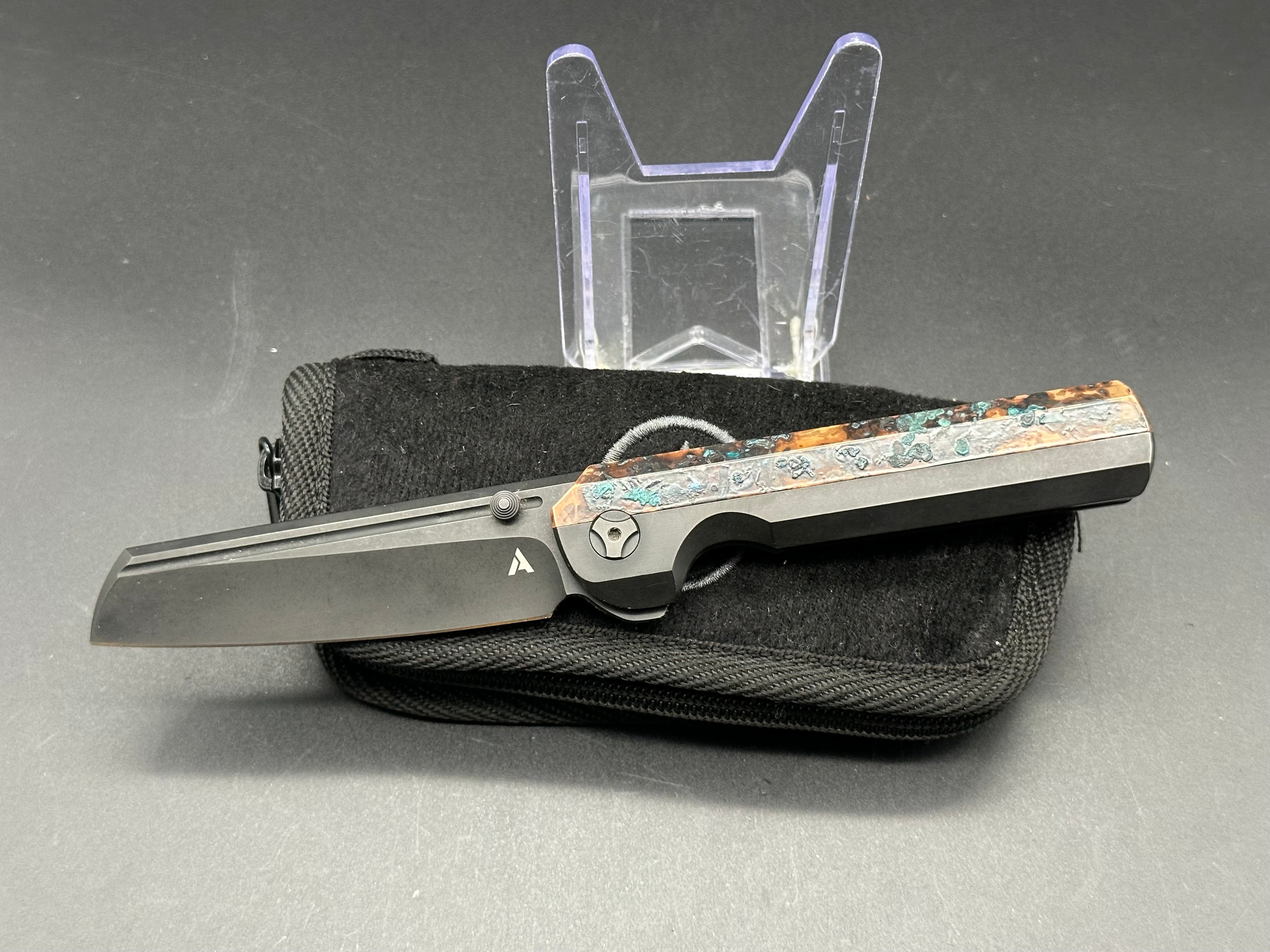 Arcform Slim Foot Titanium & Copper Knife Scales with Shipwreck Patina Finish - Perfect for EDC, Camping, and Outdoor Survival Gear