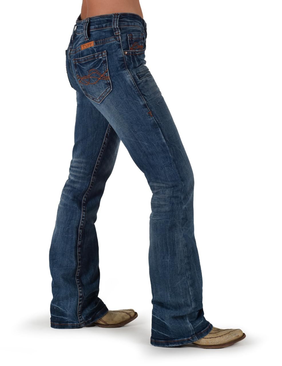 Cowgirl Tuff Women's Distressed Bootcut Jeans - Western Style Denim Pants for Rodeo, Country Music Festivals & Everyday Wear