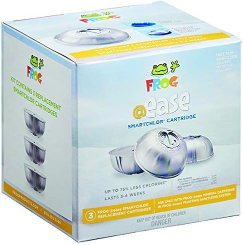 FROG @Ease Floating Hot Tub Sanitizer System with 3 SmartChlor Replacement Cartridges | Self-Regulating Chlorine Free Spa Sanitizer | Includes Free Hot Tub Care Guide | Perfect for Above Ground & Inground Spas, Jacuzzis and Whirlpools