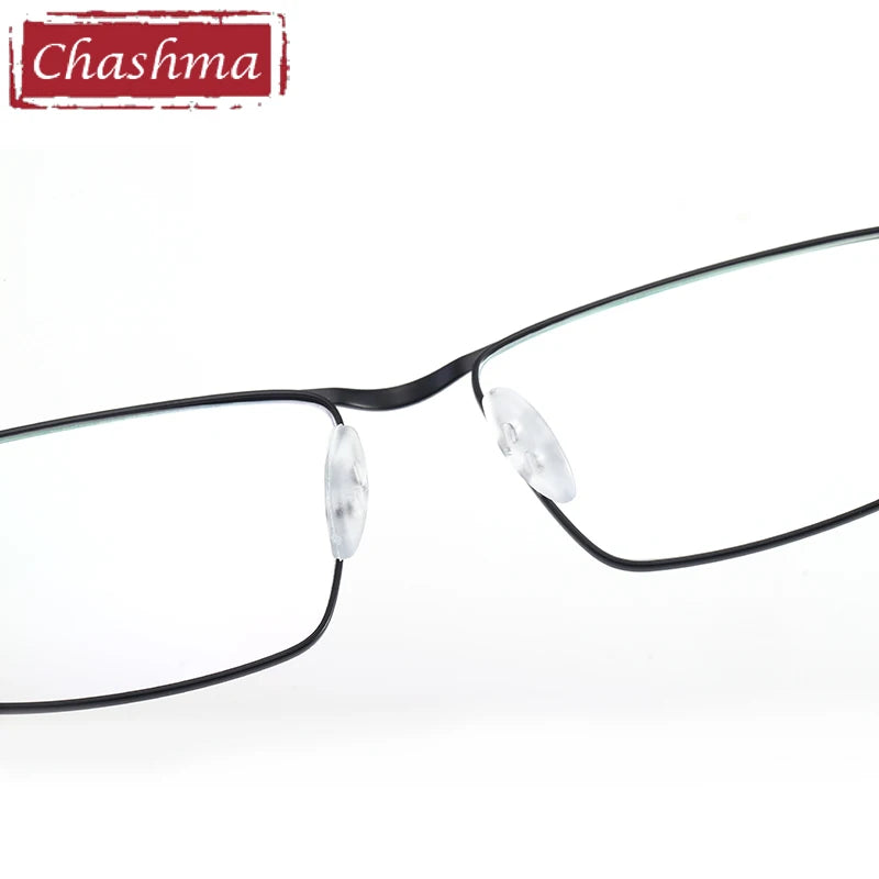 Men's Titanium Alloy Square Full Rim Eyeglasses 49318 - Lightweight Durable Frame for Work, Reading & Fashion