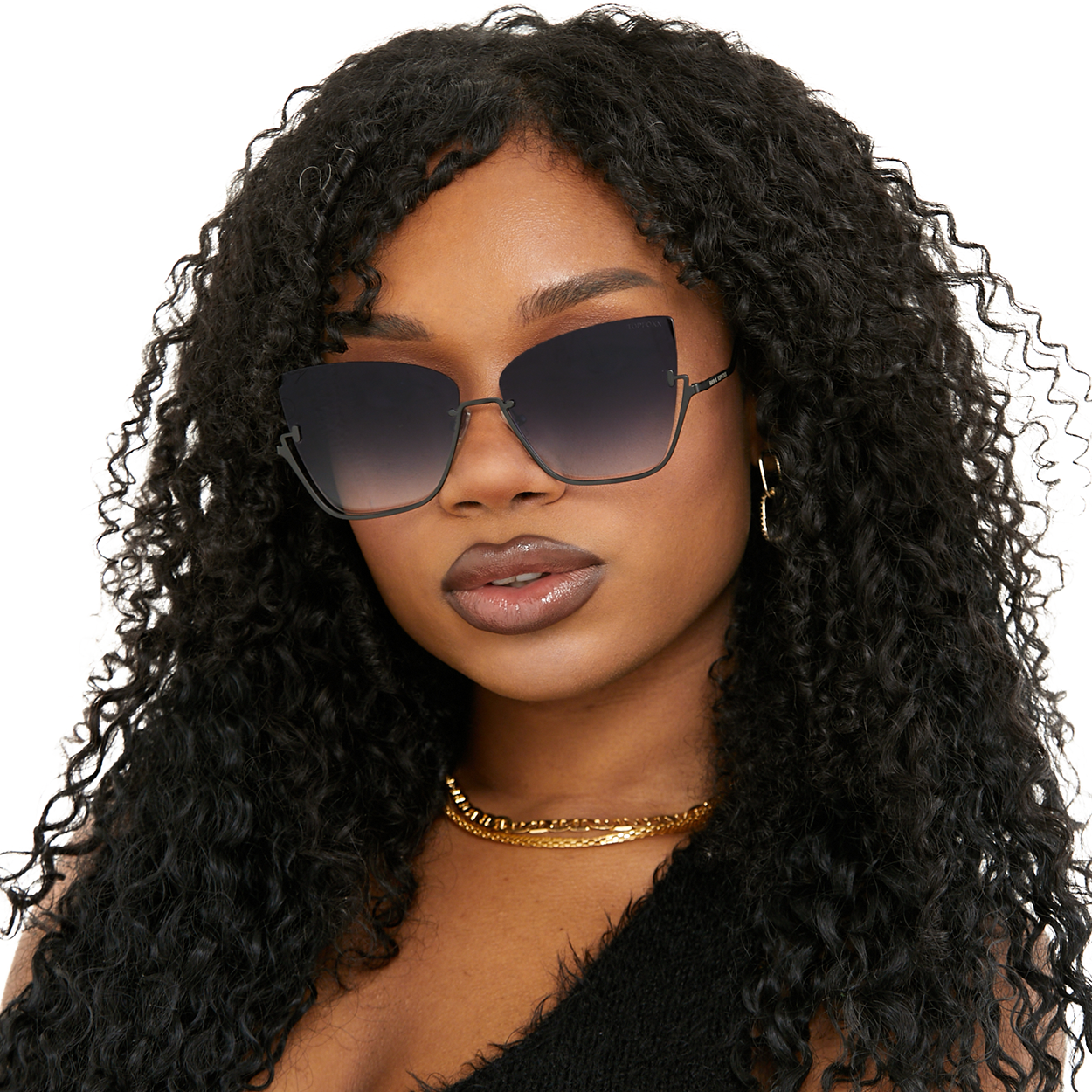 Vixen Black Lens Black Frame Metal Cat Eye Sunglasses for Women - Stylish UV Protection Shades for Driving, Beach & Outdoor Fashion