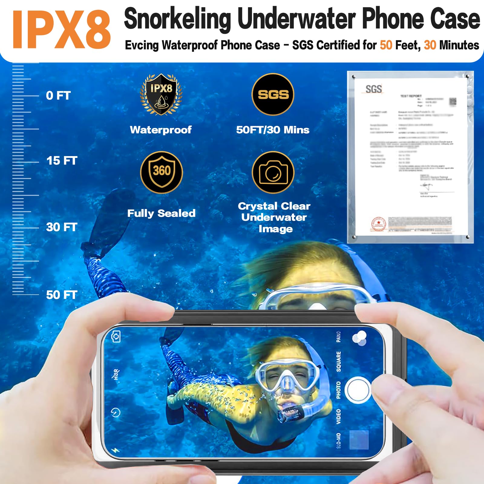 **Waterproof Phone Case for iPhone 16 Pro Max/15/14 & Galaxy S24 – IPX8 Underwater Protection, 360° Full-Body Shockproof Cover for Snorkeling, Diving, Beach & Cruise (Up to 6.9