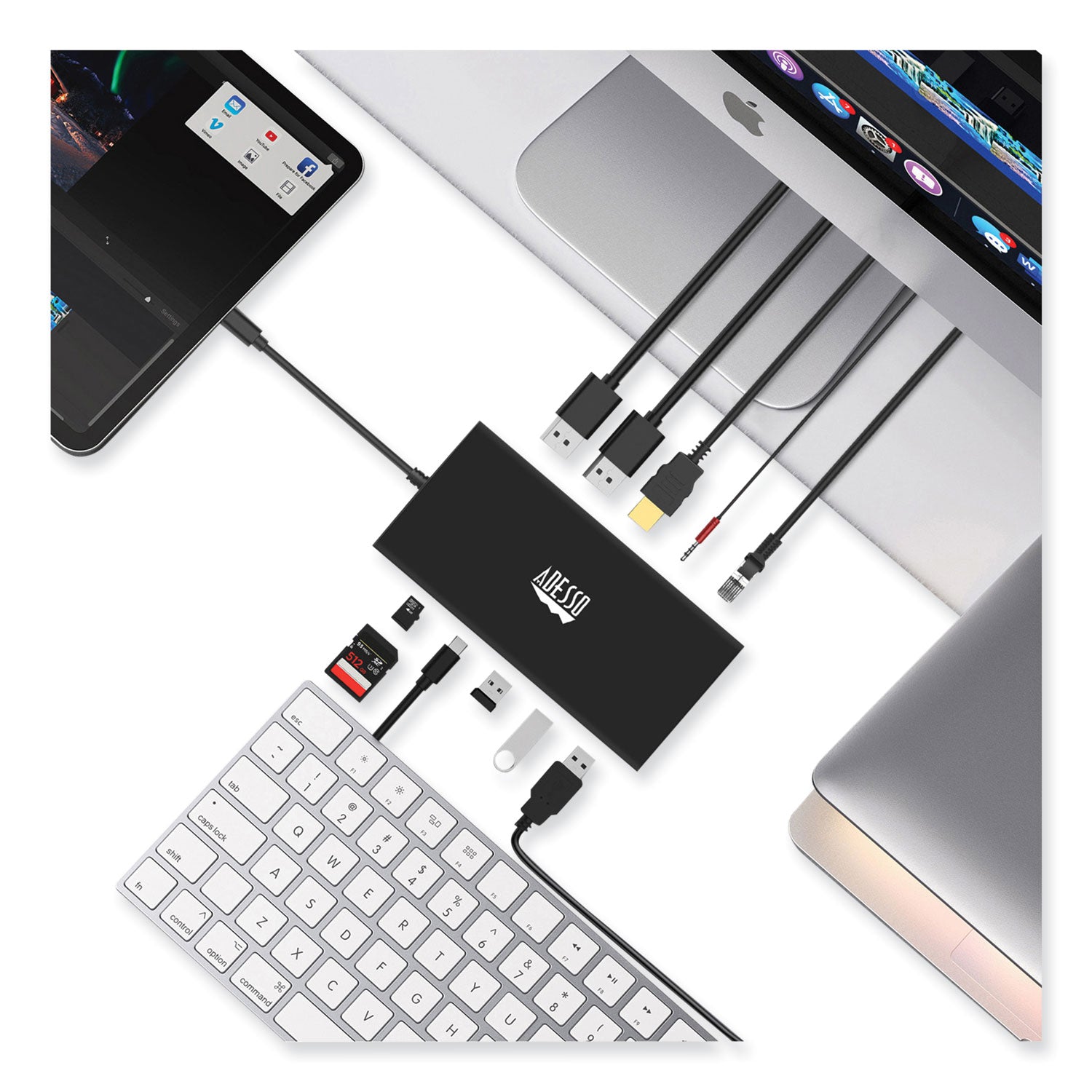 Adesso 12-in-1 USB C Docking Station with HDMI, Ethernet, USB Ports - TAA Compliant Laptop Dock for MacBook, Dell, HP - Perfect for Home Office & Remote Work Setup