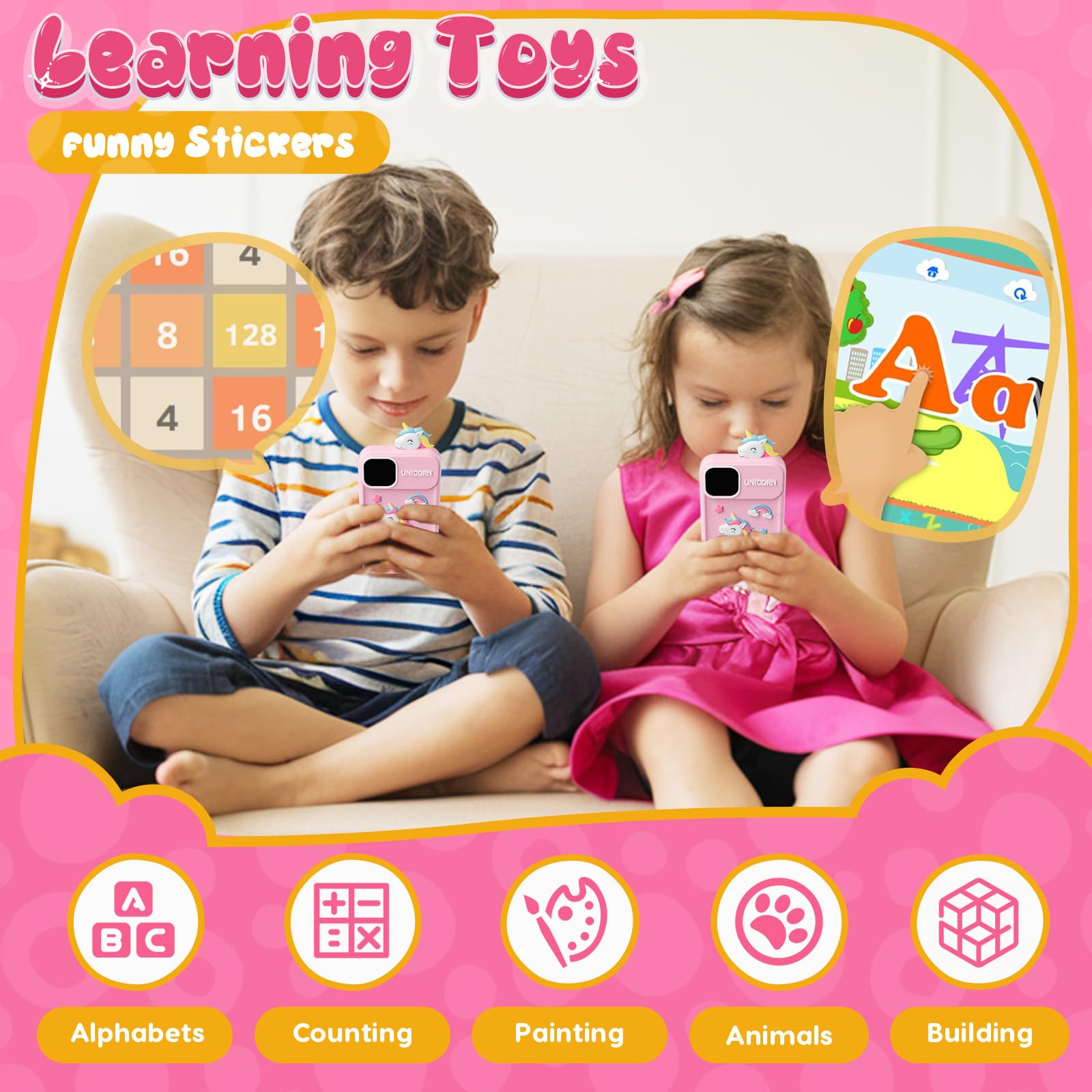 Unicorn Smart Phone Toy for Girls Ages 3-9 - 2.8