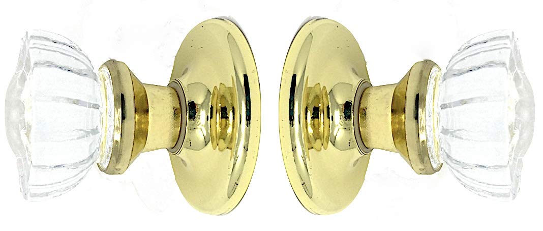 Vintage 1920s Depression Crystal Glass French Door Knob Set - 2 Complete Sets with All Hardware for Double Doors - Perfect for Antique Home Restoration & Victorian Style Interior Design