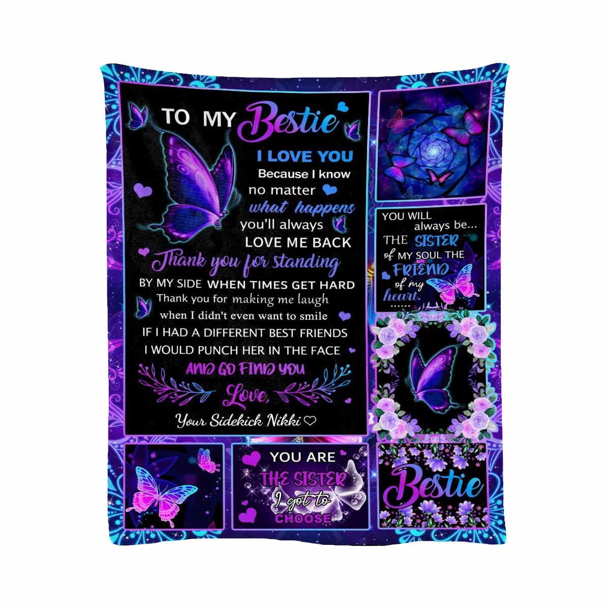 Personalized Best Friends Forever Throw Blanket - Custom Photo Gift for Birthday, Anniversary - 32
