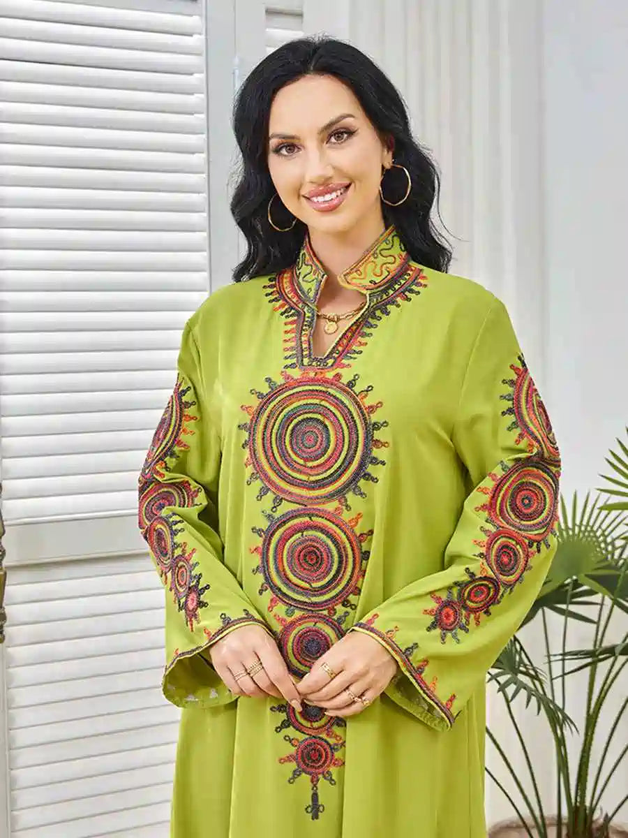 Elegant Rope Embroidery Eid Arab Caftan Kaftan Dress for Women - Traditional Islamic Party Wear #25231 | Perfect for Eid Celebrations, Weddings & Special Occasions