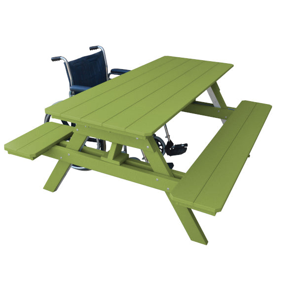 Eco-Friendly Recycled Plastic ADA Compliant 6-Foot Picnic Table with Attached Benches - Perfect for Parks, Campgrounds & Backyard Outdoor Gatherings