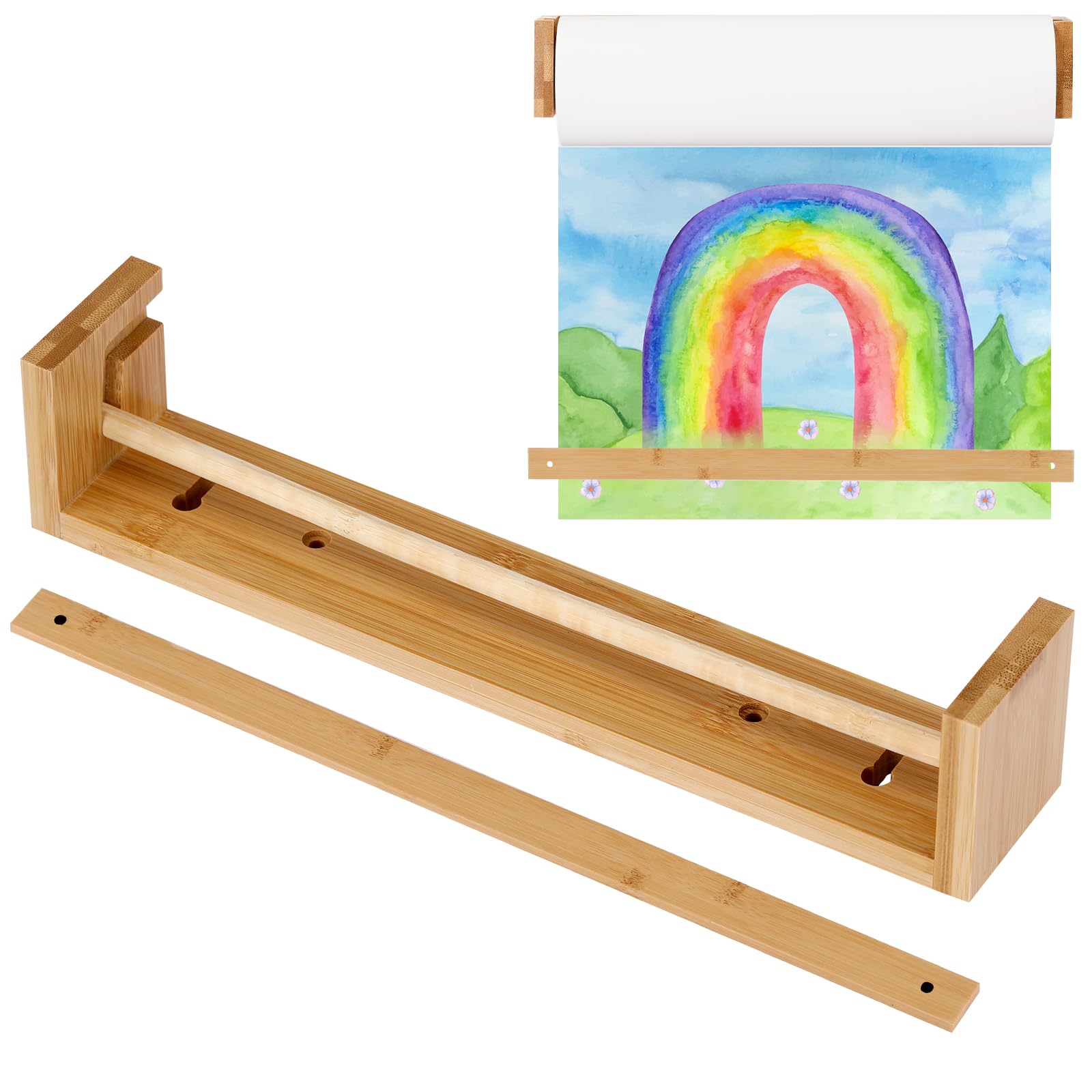 12 Inch Wooden Easel Paper Roll Holder - Wall Mount Kraft Paper Roll Dispenser for Kitchen, Office, School, Art & DIY Projects - Perfect for Grocery Lists, Butcher Paper & Crafting (Paper Not Included)