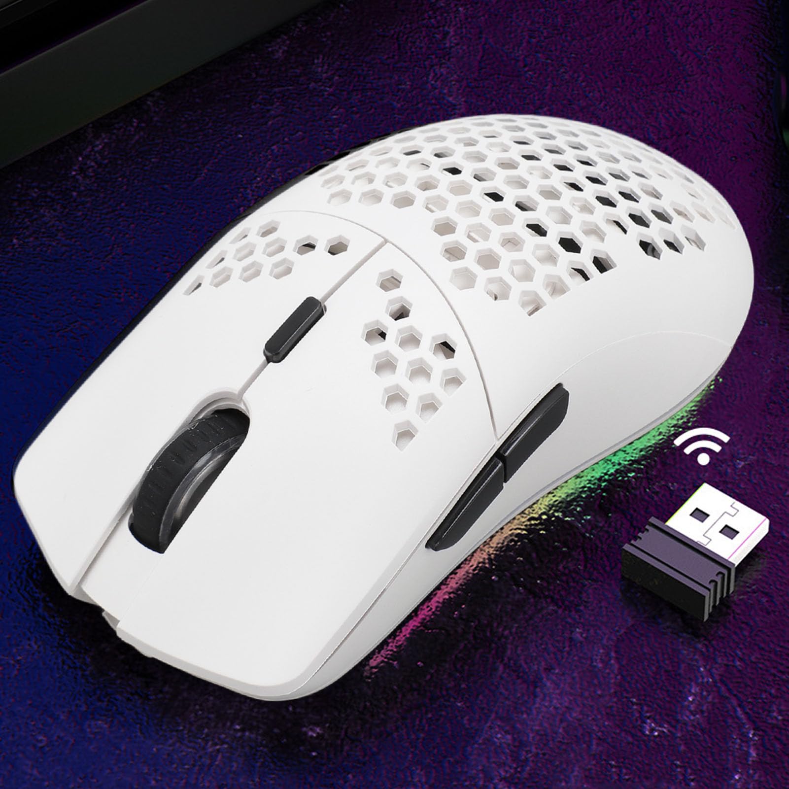 Lightweight RGB Gaming Mouse with Optical Sensor - 2.4G Wireless PC Gaming Mouse with 7 Programmable Buttons for Esports, FPS, MOBA & MMO Games