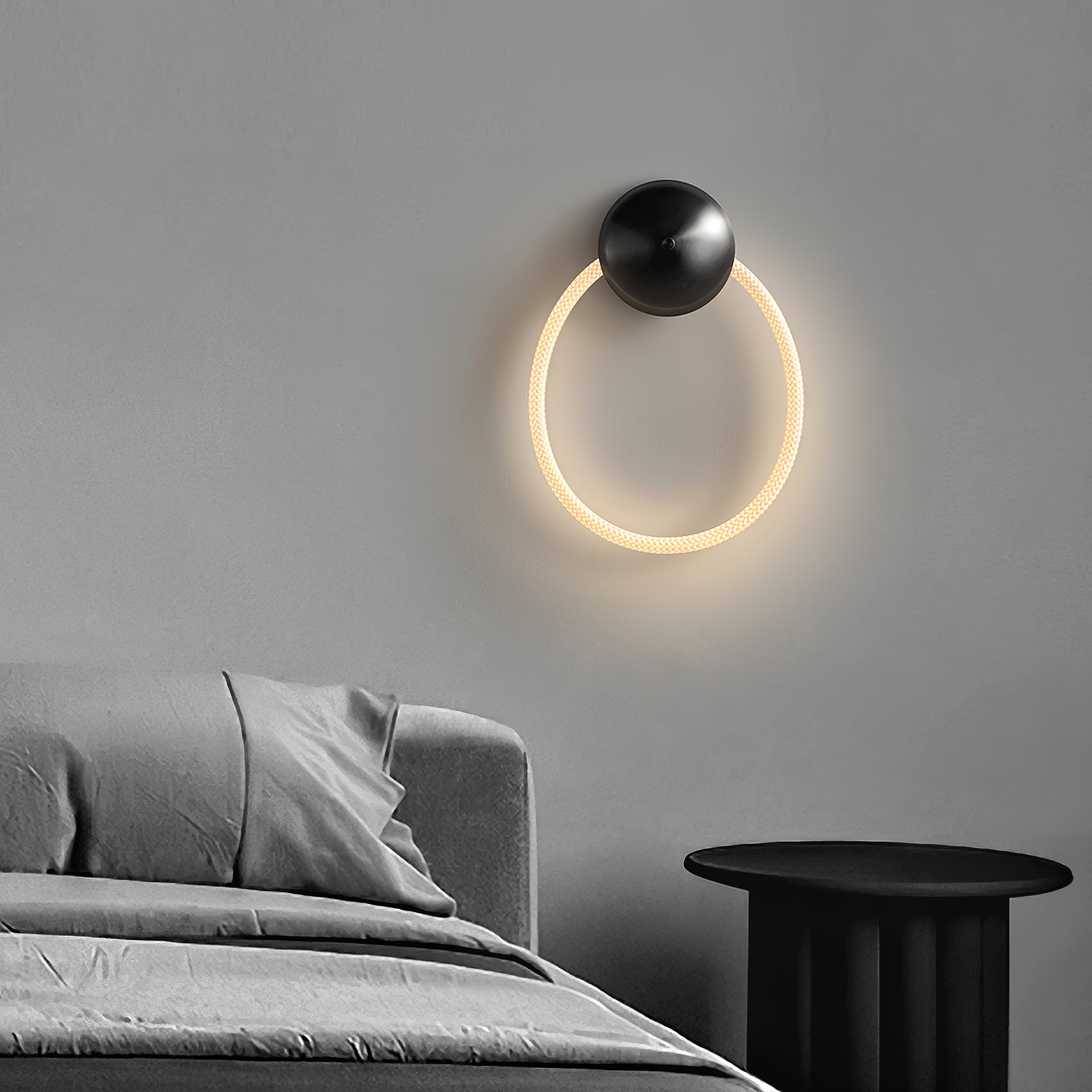 Modern LED Silicone Ring Wall Light - Dimmable, Energy Efficient, Waterproof for Bedroom, Living Room, and Outdoor Decor