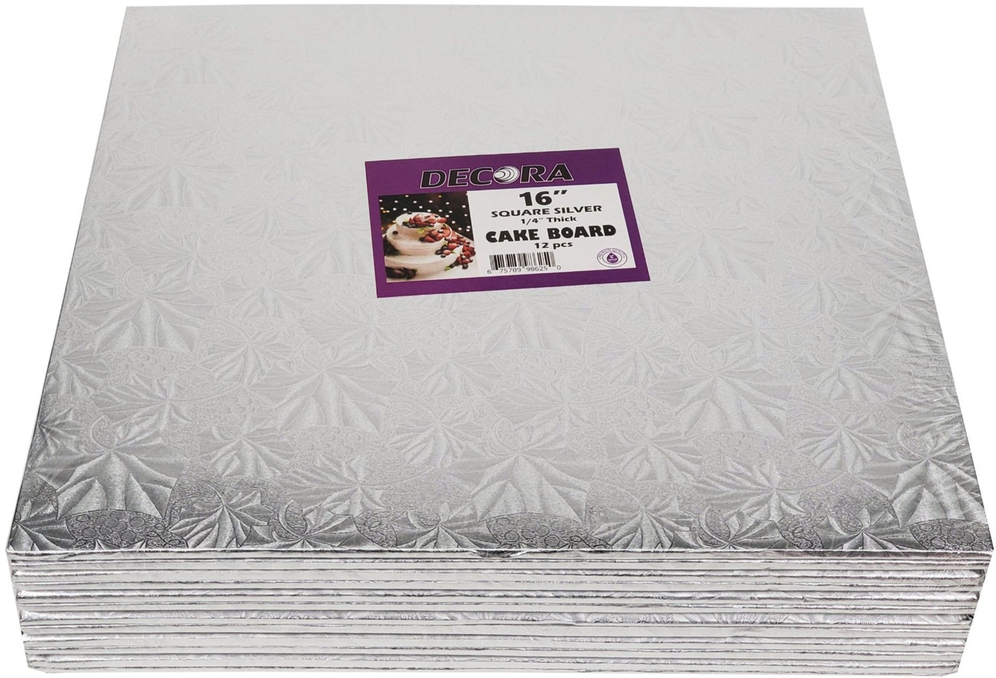 16x16x1/4 Inch Square Cake Board - Premium Decora Baking Base for Wedding Cakes, Birthday Cakes & Dessert Displays - Sturdy Cardboard Cake Stand for Professional Bakers & Home Bakers