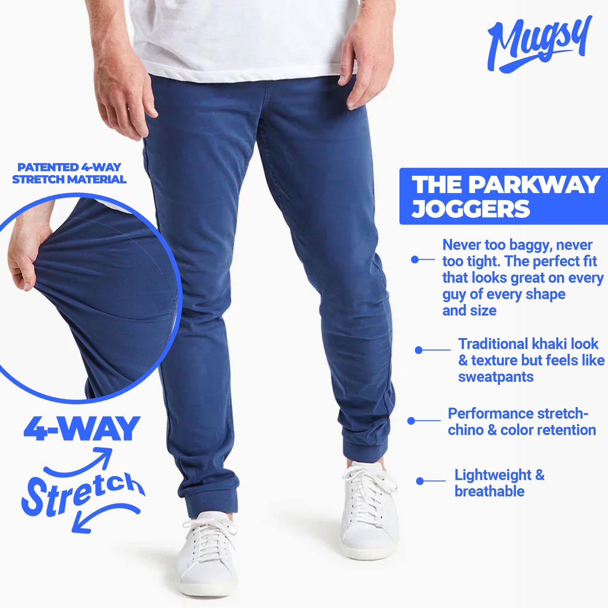 Men's Stretch Khaki Joggers | Classic Fit Chino Pants | Comfortable & Flexible | True to Size | Perfect for Casual Wear, Work & Travel