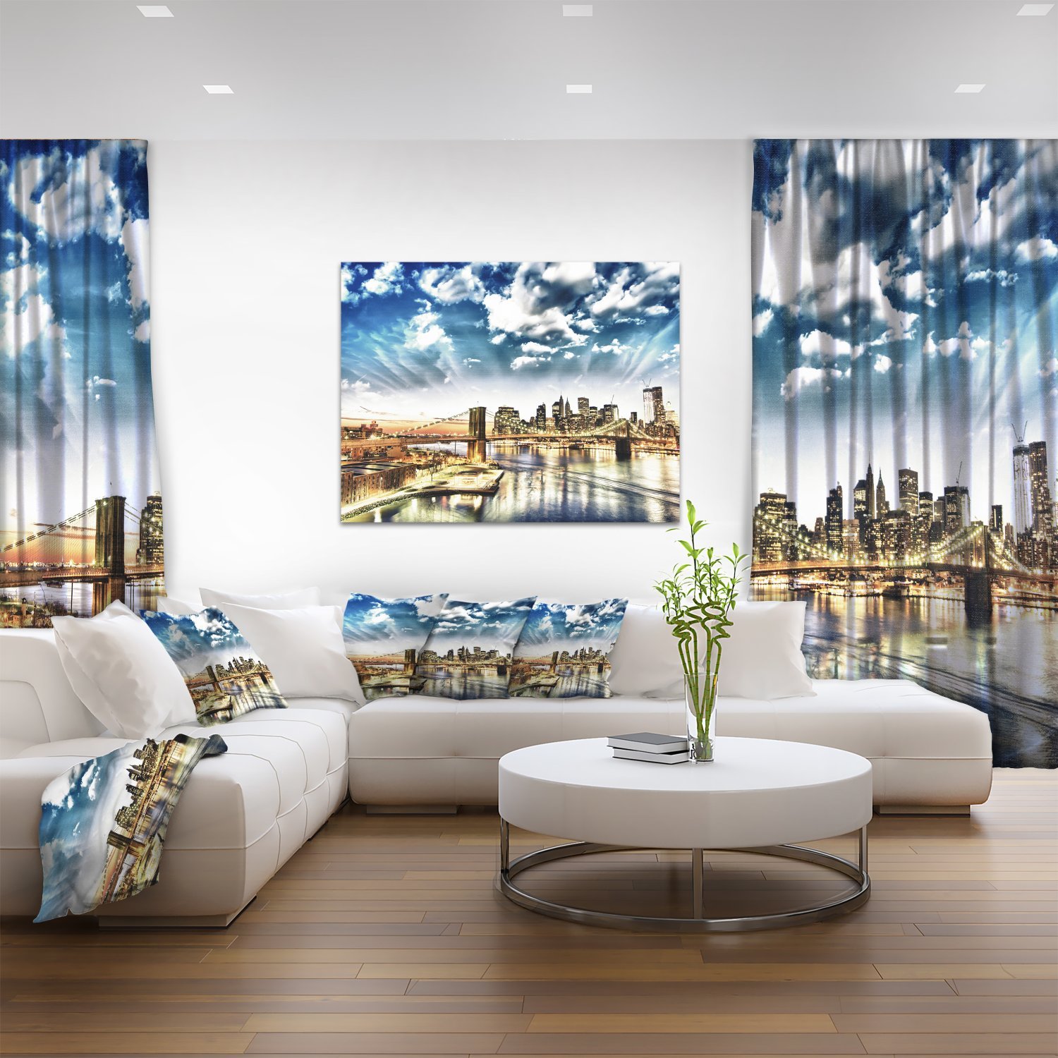 Winter Clouds Over Manhattan Cityscape Canvas Print - New York Skyline Wall Art for Home & Office Decor