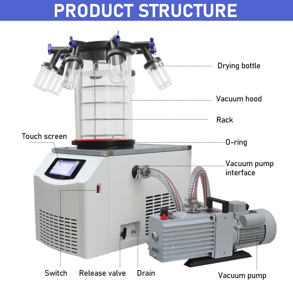 HNZXIB -60℃ Vacuum Freeze Dryer with Pre-Cooling Function | Laboratory Freeze Drying Equipment for Sublimation Drying | Perfect for Drying Fruits, Pharmaceuticals & Biological Samples | Ideal for Research Labs, Food Processing & Medical Applications