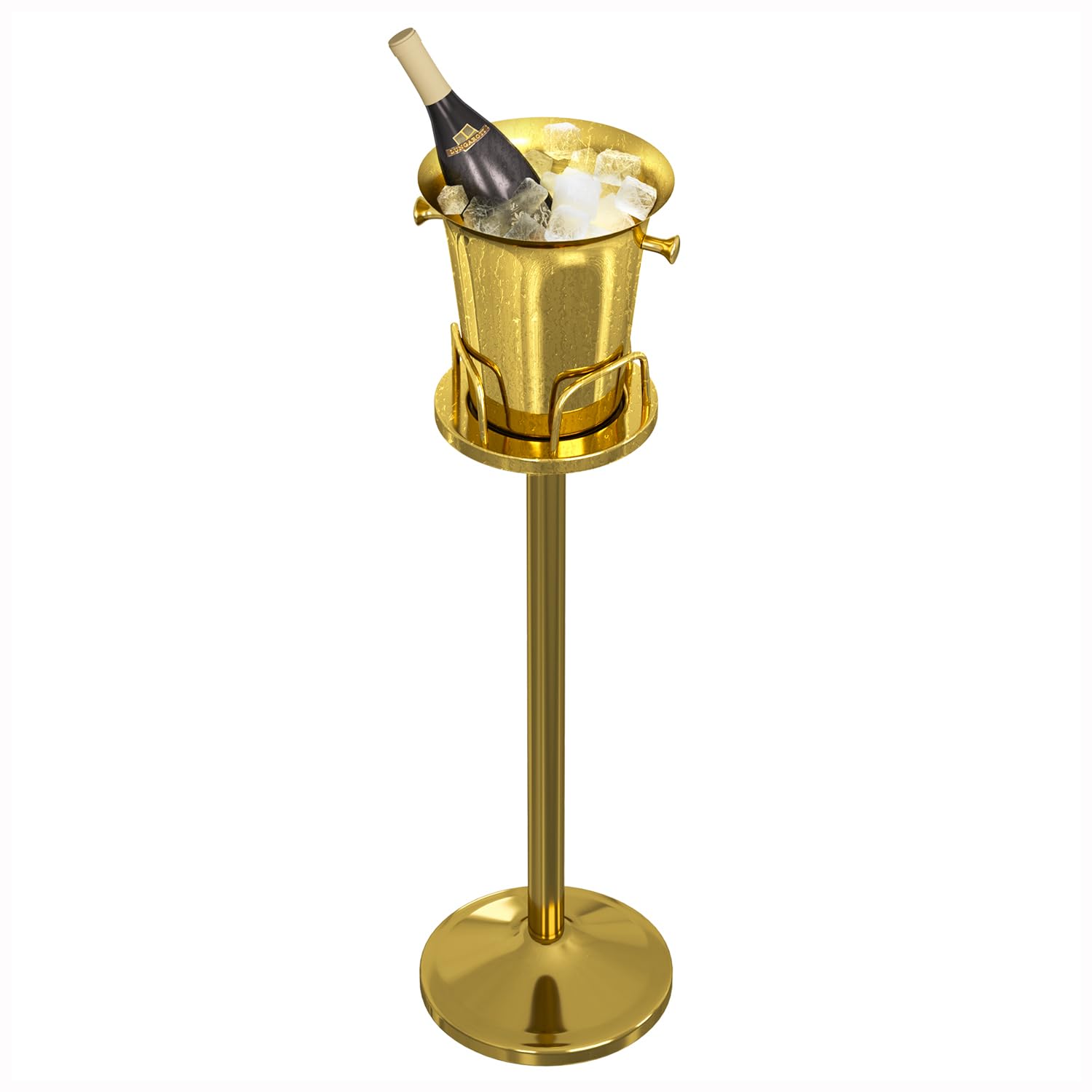 Stainless Steel Ice Bucket with Stand - 5L (12lb) Gold Champagne Wine Cooler for Beer, Champagne & Cocktails - Perfect for KTV, Club, Bar, BBQ, Wedding & Christmas Parties (91cm, Elegant Gold)