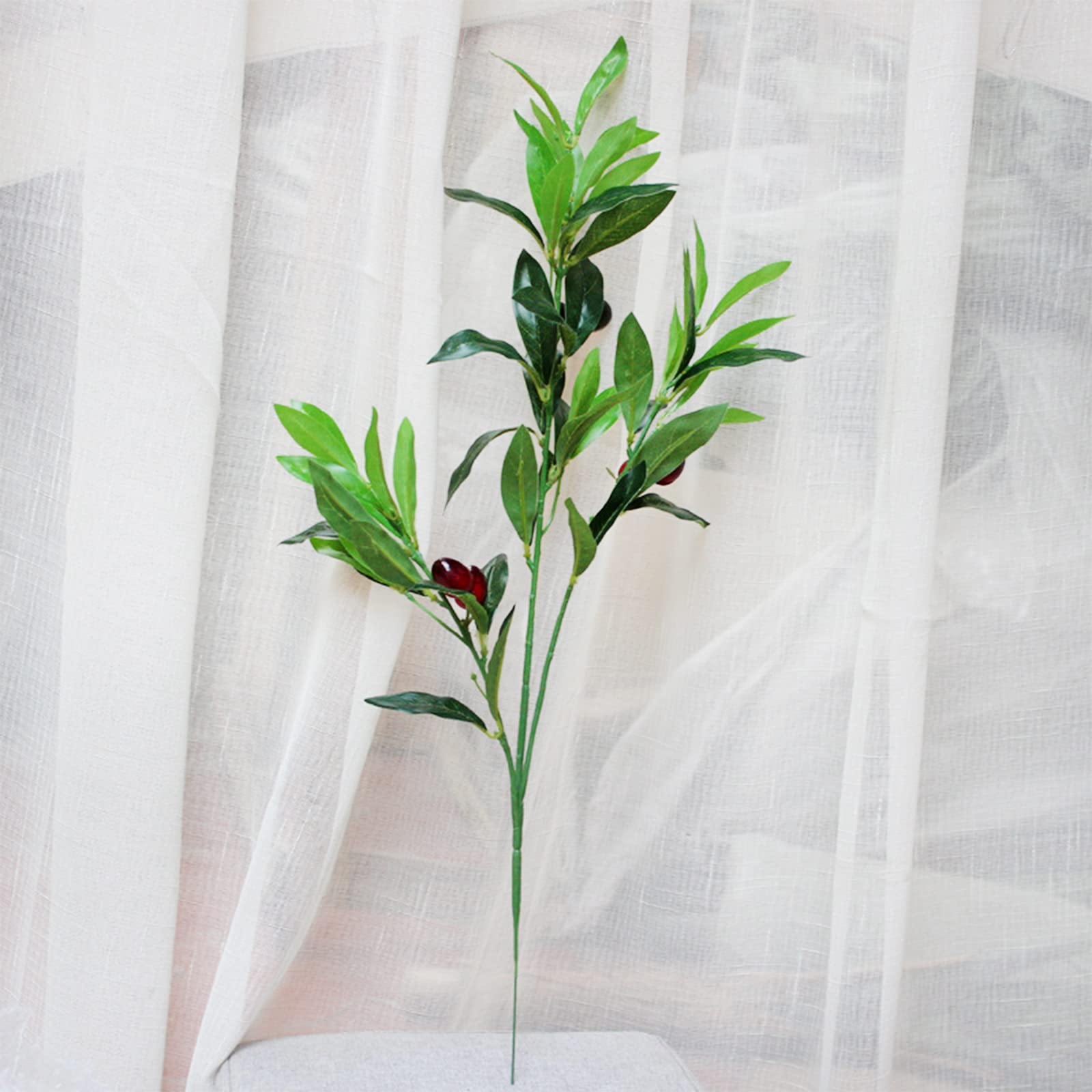 23in Artificial Olive Branches - 3pcs Long Stem Fake Olive Leaves, Faux Greenery for Vase Bouquets, Wedding Centerpieces, Home Decor & Floral Arrangements - Perfect for Farmhouse, Boho & Mediterranean Style Decor