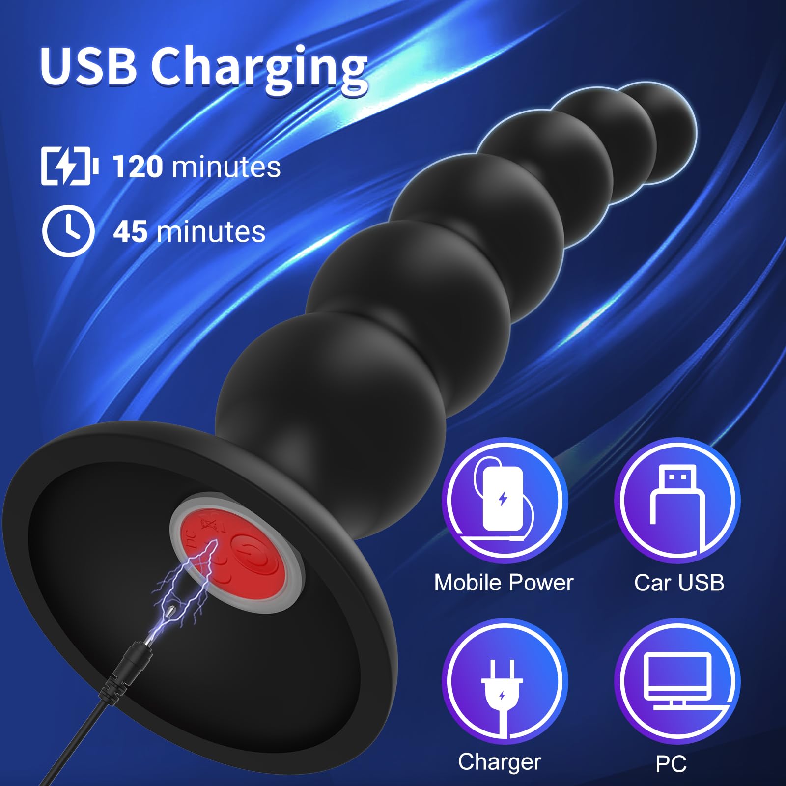 9-Speed APP Controlled Vibrating Anal Beads & Prostate Massager - Waterproof Silicone Butt Plug for Men, Women & Couples | Intimate Play, Couples Games & Solo Pleasure