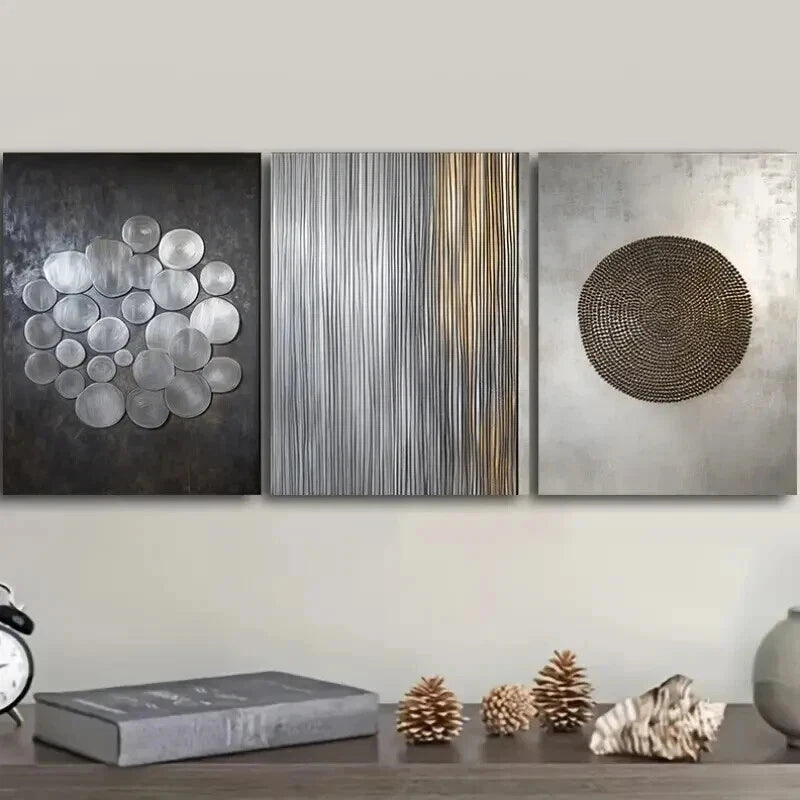 3-Piece Art Deco Classic Modern Style Wood Wall Art Set - Framed Canvas 50x70cm (20x28in) - High Quality Print - 100% Australian Made - Ready to Hang - Perfect for Living Room, Bedroom & Office Decor