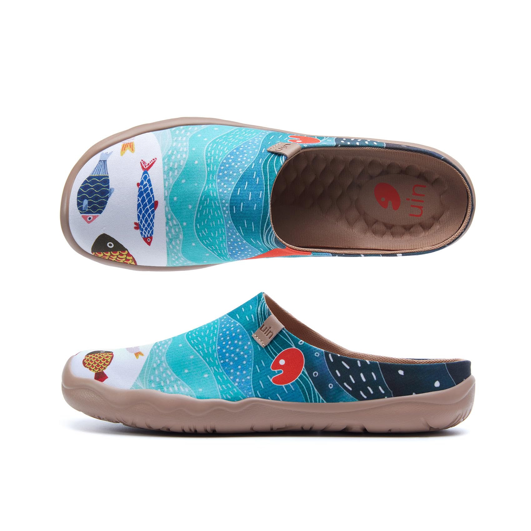 UIN Women's Slip On Mules - Comfortable Lightweight Clogs with Wide Toe & Artistic Paint Design - Perfect for Travel, Casual Wear & Home Use - Malaga Series