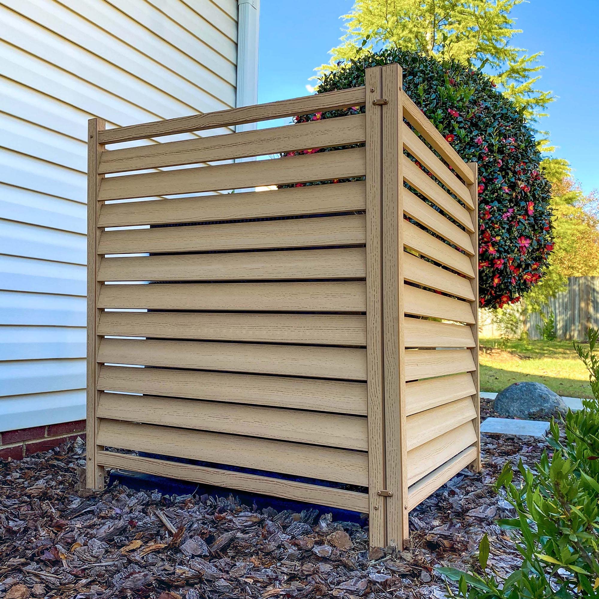 44in H x 36in W (2 Panels) No Dig Enclosure Waverly Cedar Color Vinyl Privacy Screen - Outdoor Privacy Fence Panels for Trash Can, AC Unit & Pool Equipment Cover - Durable Weather-Resistant Backyard Screening Solution for Patio, Deck and Garden Privacy