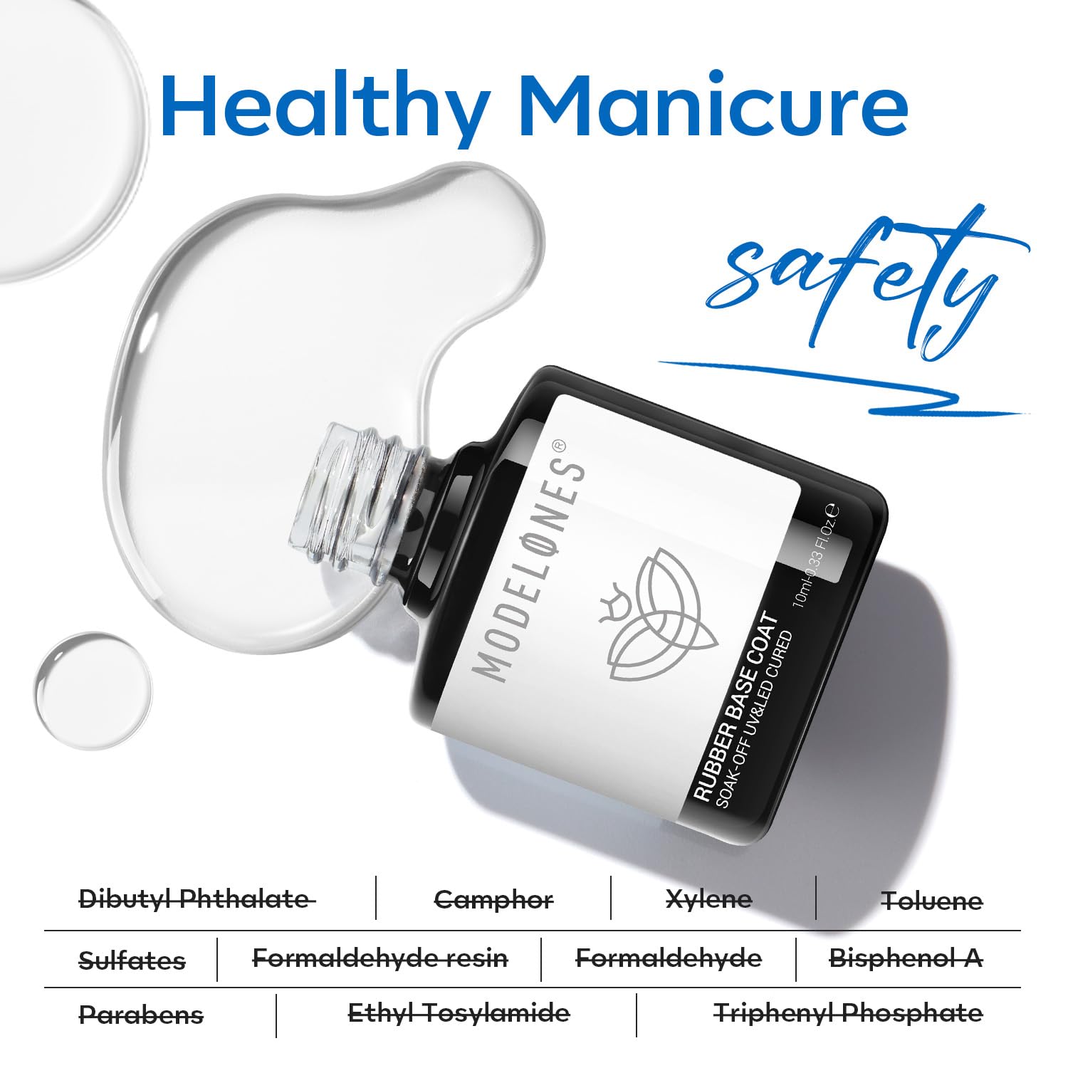 Modelones Clear Rubber Base Gel Nail Polish - Strengthening Builder Gel for Thin Weak Nails, Apex Building & Long-Lasting Protection - Soak Off UV LED Gel for Nail Enhancement (Perfect for Salon Use & DIY Manicures at Home)
