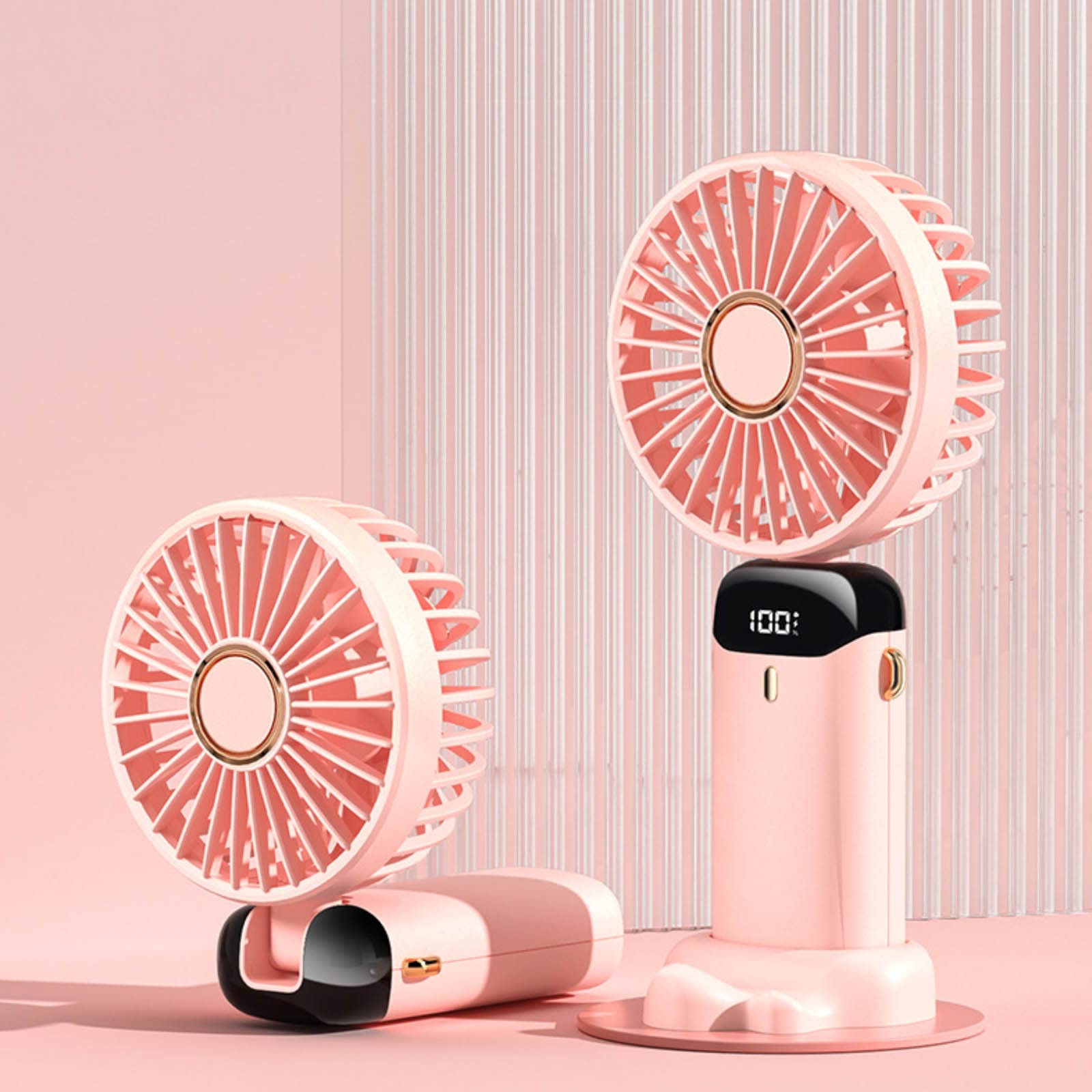 **Portable USB Rechargeable Handheld Fan - 5 Speed Adjustable Mini Fan for Kids, Women & Men - Quiet Cooling Fan for Home, Office, Travel, Indoor & Outdoor Use (Pink)**    *Perfect for Summer, Camping, Beach, Gym, and Daily Commute*