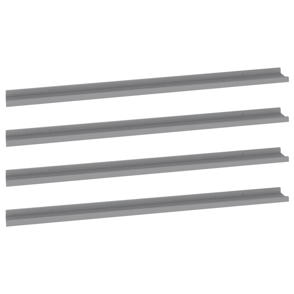 vidaXL Set of 4 Gray Modern Wall Shelves - 45.3