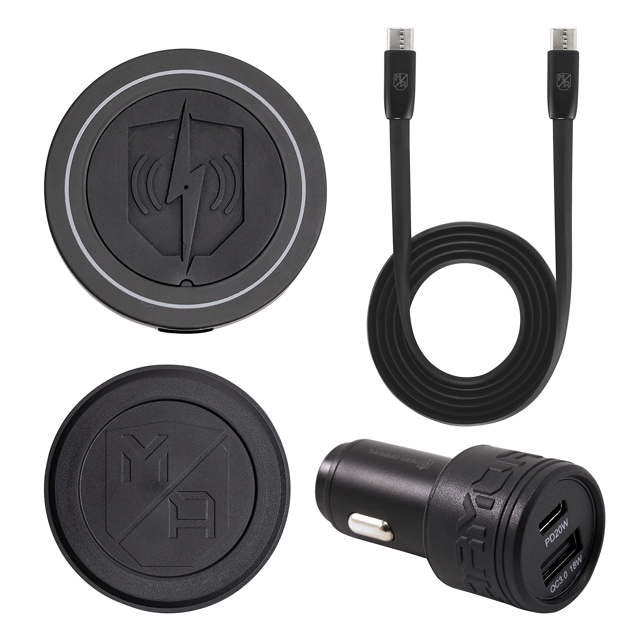 Mob Armor Flex Charge Plus 38W Dual USB C & USB A Car Charger with Wireless Charging Mount - Fast Charging for Android & iPhone - Perfect for Road Trips & Daily Commutes