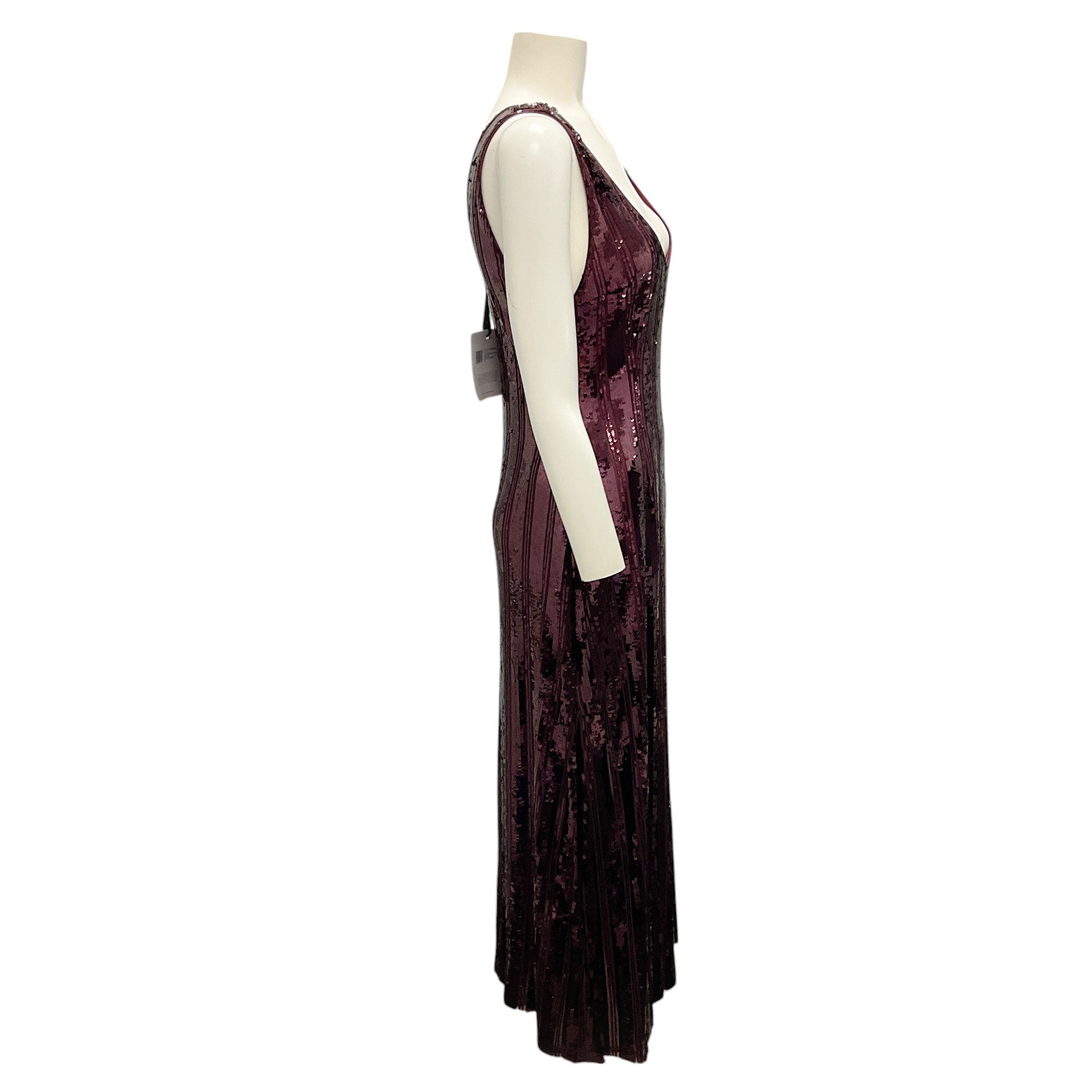 Galvan London Oxblood Sequined Burnished Valletta Dress - Elegant Evening Gown for Parties, Weddings & Special Occasions