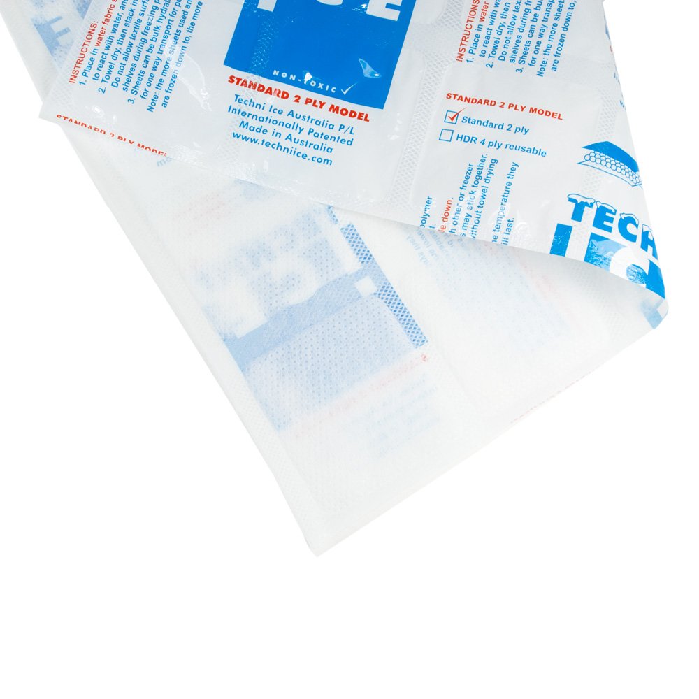 Techni Ice Standard 2-Ply Disposable Dry Ice Replacement Sheets (50 Pack) - Reusable Cooling Pads for Shipping Perishables, Meal Prep & First Aid Kits
