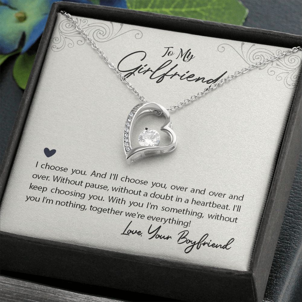 Forever Love Necklace for Girlfriend - White or Yellow Gold Romantic Gift from Boyfriend | Perfect for Anniversaries, Valentine's Day & Special Occasions
