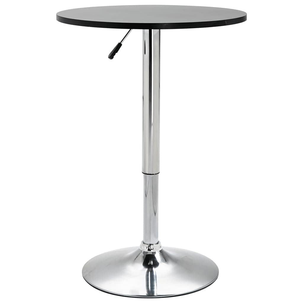 Adjustable Height Round Pub Bar Table with Silver Leg & Black MDF Top - Ø23.6