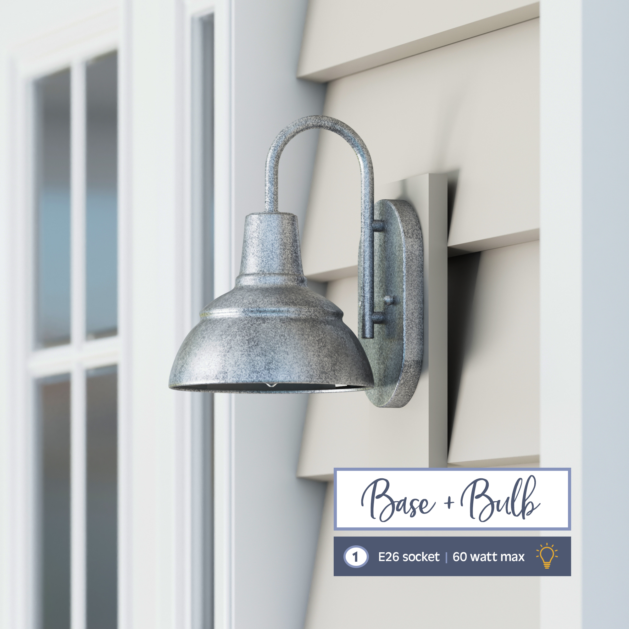 Brightondale Galvanized Wet Rated Outdoor Coach Light - Weatherproof Exterior Wall Sconce for Porch, Patio & Garage Lighting