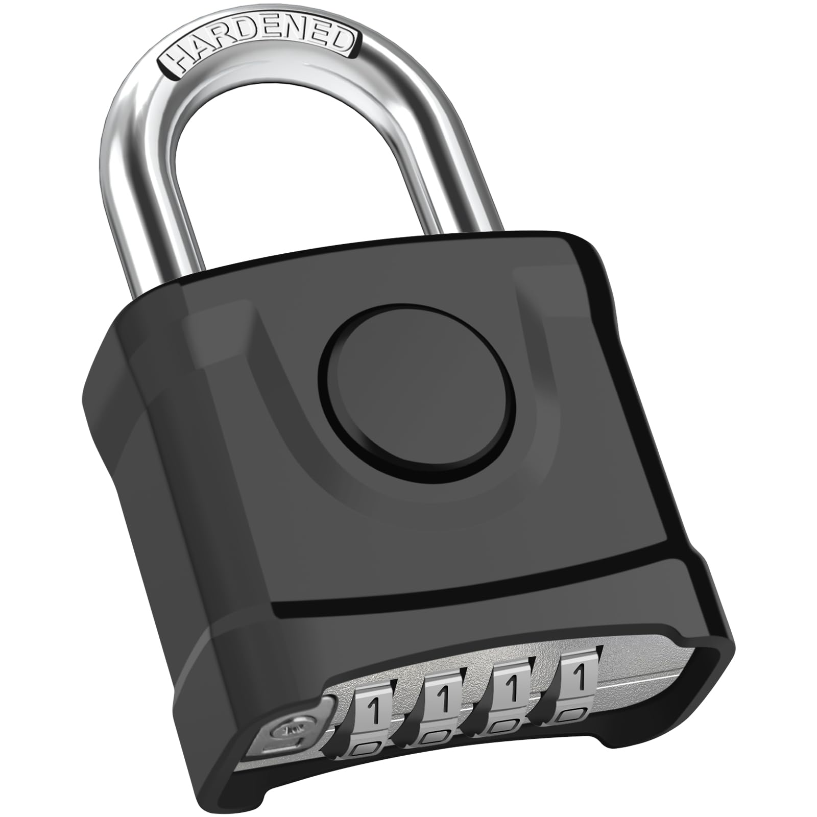 Heavy Duty 4-Digit Combination Padlock - 54mm Large Weatherproof Locker Lock with 8mm Thick Shackle & One-Click Open - Secure Gates, Fences, Gym Lockers, School Lockers, Sheds & Cabinets - Ideal for Outdoor & Indoor Security