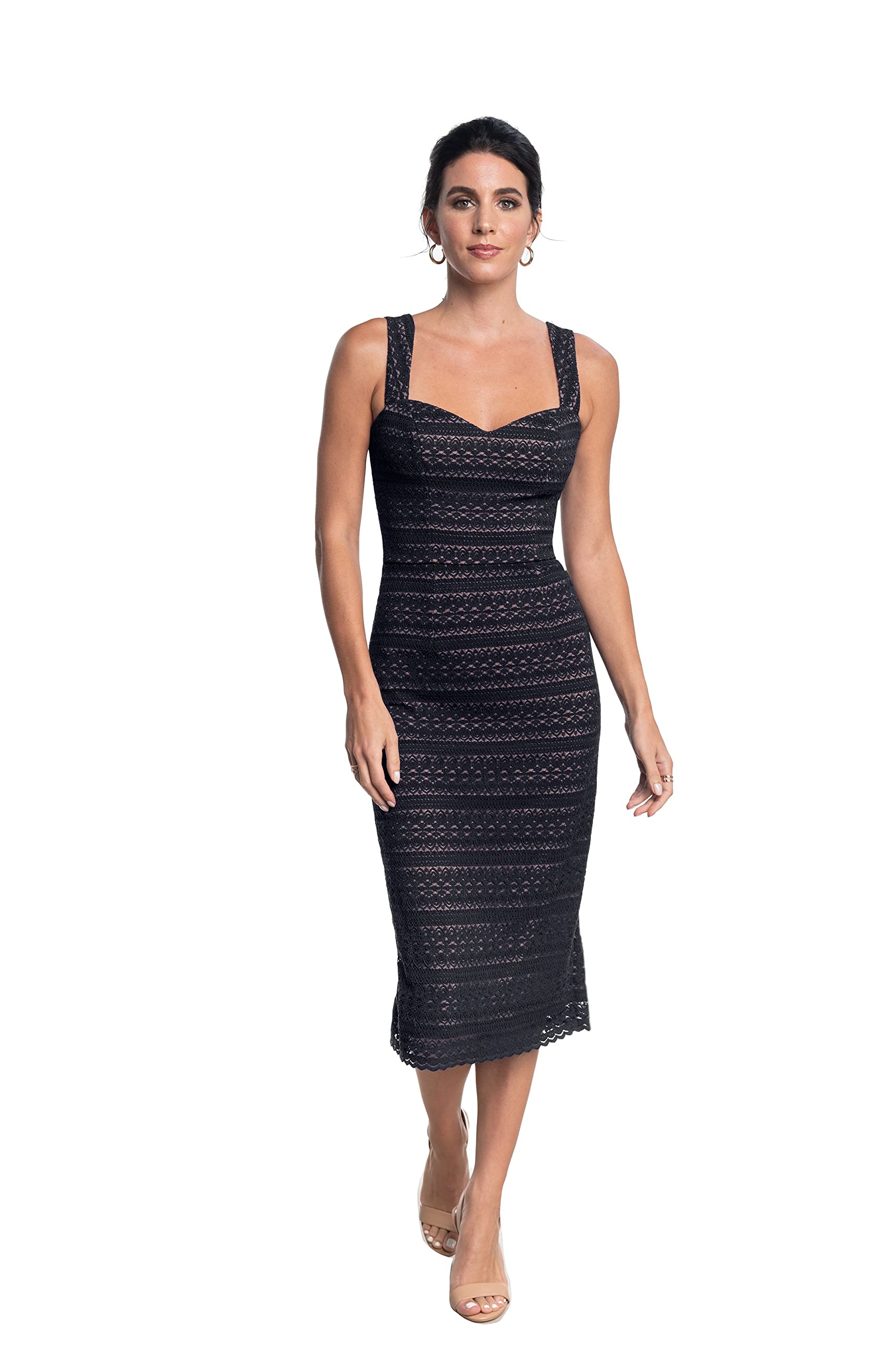 Dress the Population Women's Nicole Sweetheart Neck Bodycon Midi Dress - Elegant Party & Cocktail Dress for Evening Events, Date Nights & Special Occasions