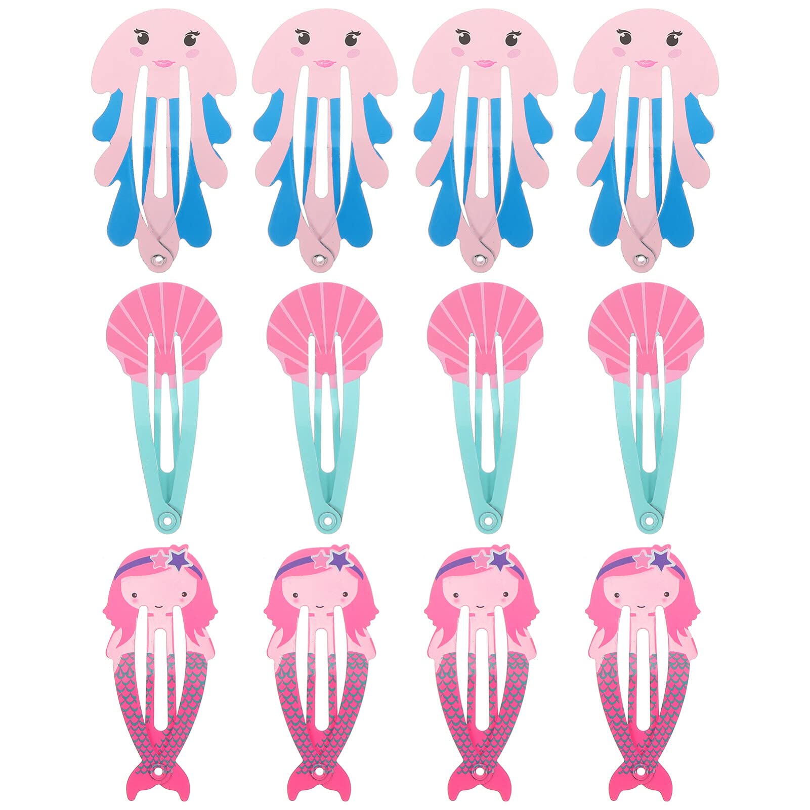 FOMIYES 12pcs Mermaid Hair Clips - Colorful Metal Snap Barrettes for Women & Girls | Cute Hair Accessories for Summer, Birthday Gifts, Mermaid Themed Parties, Beach Days & Poolside Fun