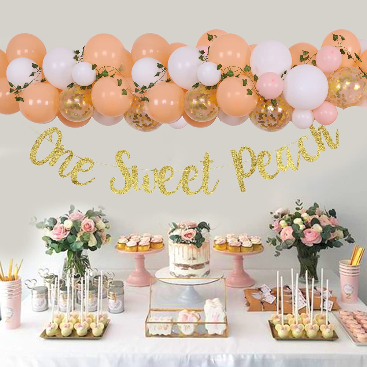 Sweet Peach Birthday Decorations for Girls - Balloon Arch Garland Kit with 