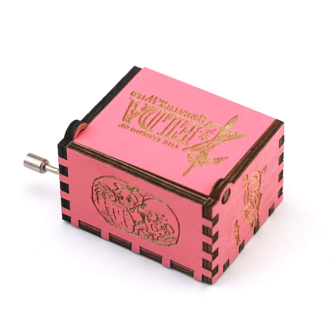Hand-Cranked Zelda Music Box - Wooden Carved Musical Gift Box Plays 'Song of Storms' from Ocarina of Time (Pink) | Perfect for Nintendo Fans, Collectors & Romantic Gifts