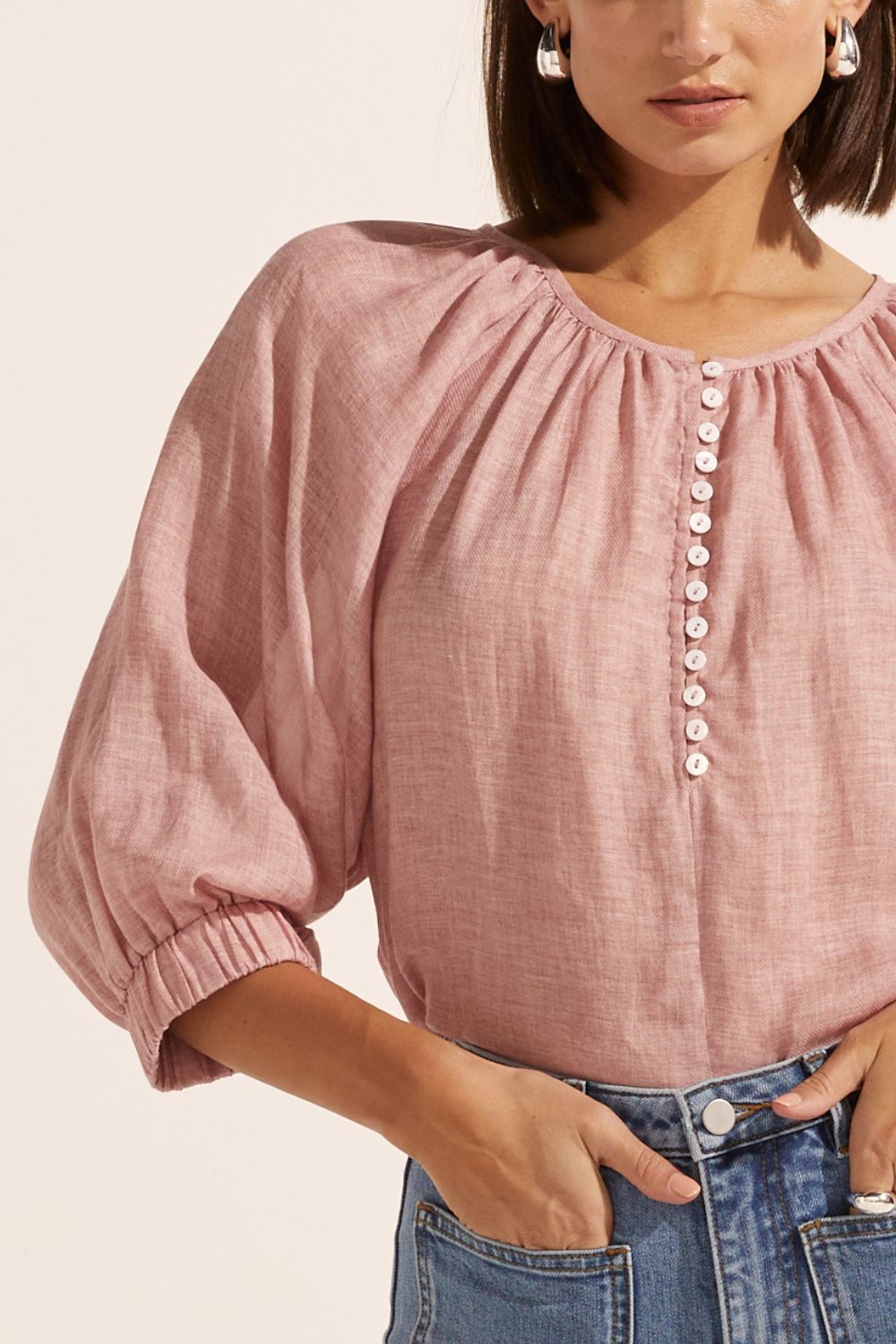 Imbue Petal Front Button Relaxed Top - Comfortable Women's Blouse for Casual Wear, Office & Outings