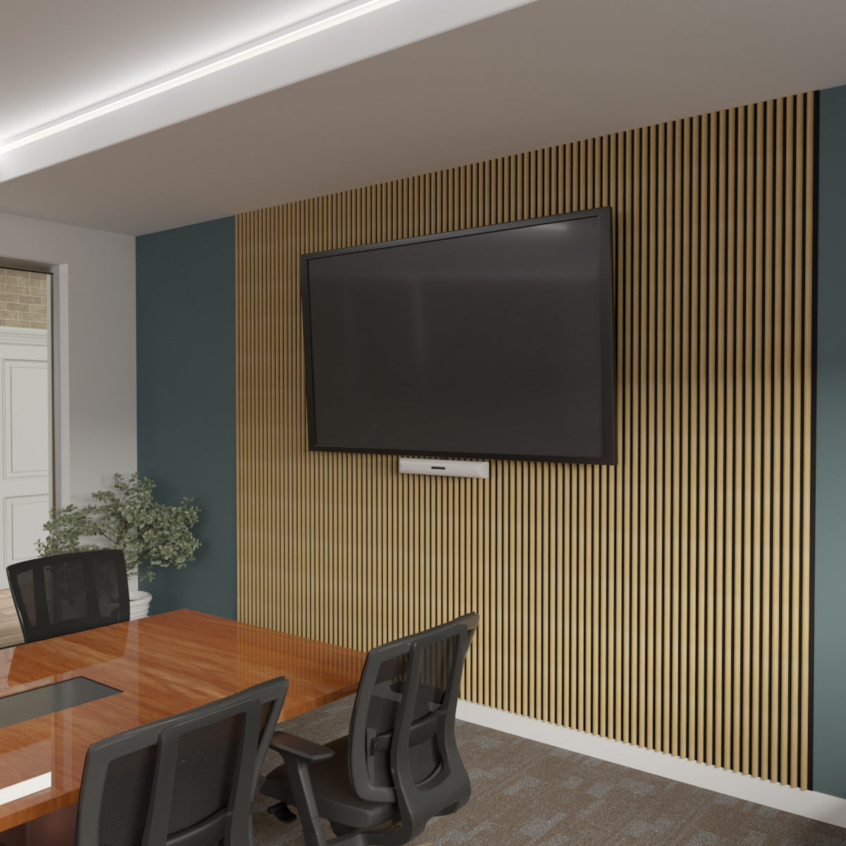 Acoustic Slat Wood Wall Panel - Half Round Slats for Home Theater, Office & Studio Soundproofing | Natural Wood Wall Decor