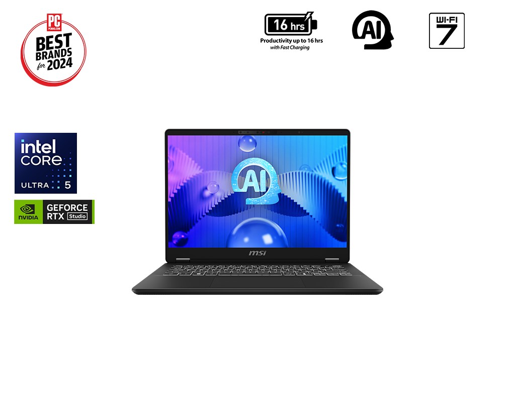 Prestige 14 AI Studio C1UDXG 040SG Laptop - Powerful AI Performance for Creators & Professionals | Perfect for Graphic Design, Video Editing & Business Workflows