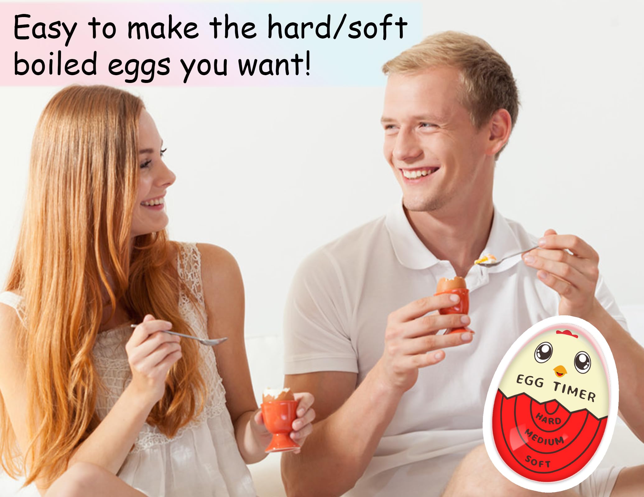 Lasubst Color Changing Egg Timer for Perfectly Boiled Eggs - Red - Kitchen Gadget for Cooking, Breakfast & Meal Prep