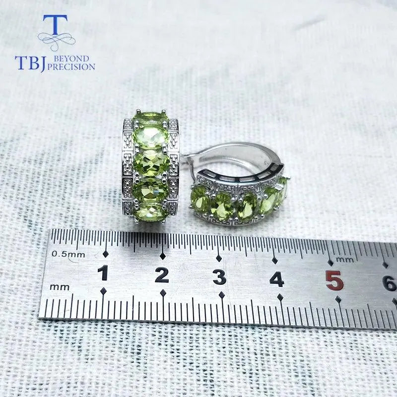 TBJ 925 Sterling Silver Clasp Earrings with Natural Peridot - Elegant Fine Jewelry for Women | Perfect Valentine's Day Gift Box | Ideal for Date Nights, Weddings & Special Occasions