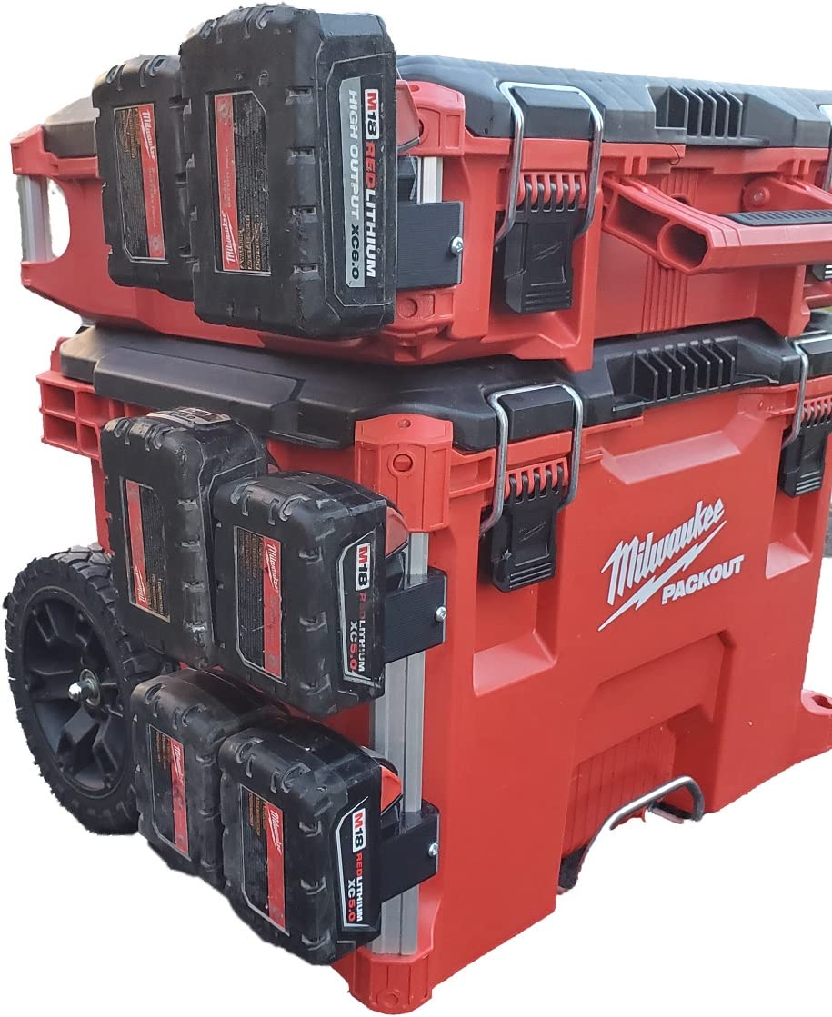 Milwaukee Packout Toolbox Side Battery Holder - Secure & Convenient Power Tool Accessory for On-Site Work & DIY Projects