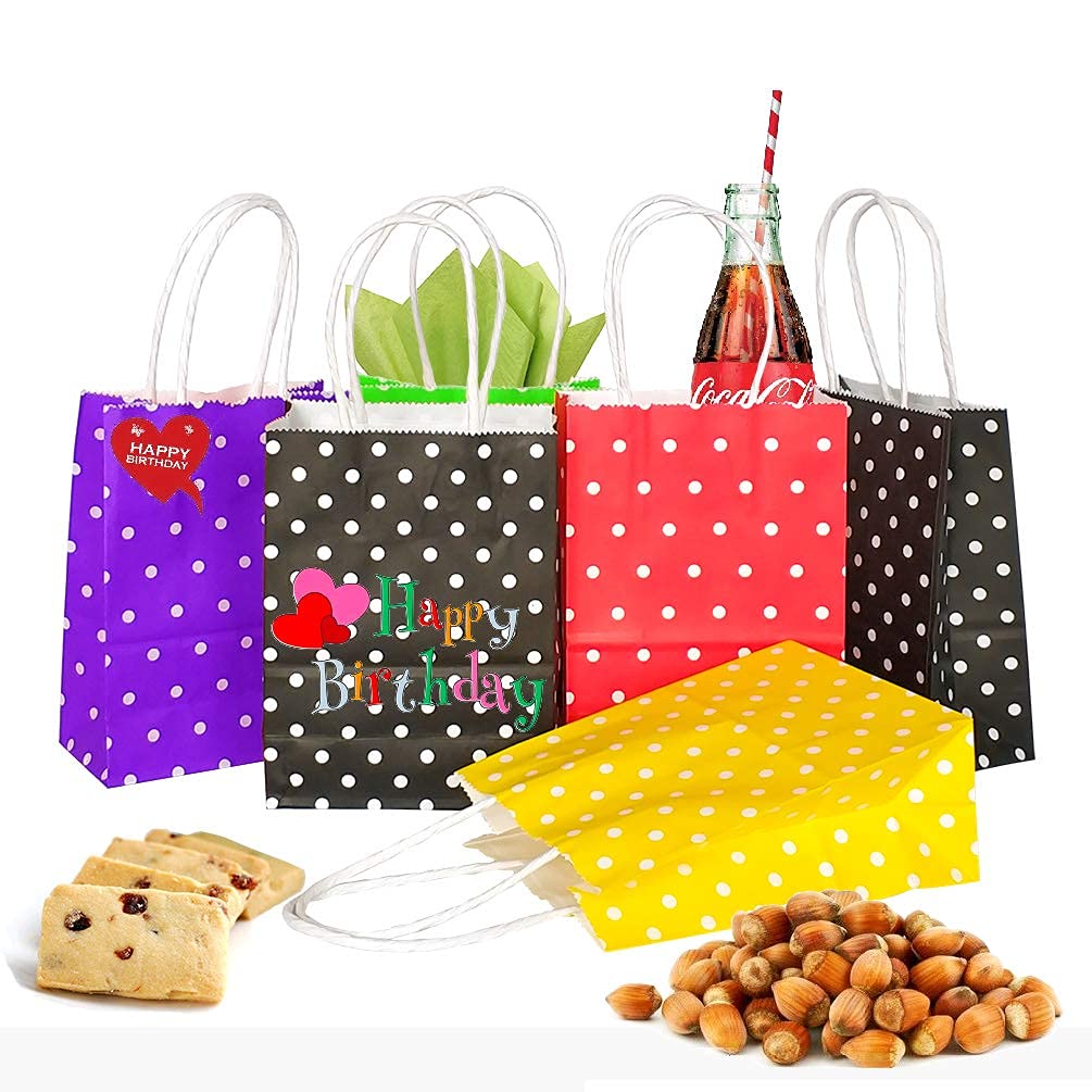 25 Pack Small Black Gift Bags with Handles - 6x4.3x2.3 Inches Mini Party Favor Bags for Weddings, Baby Showers & Birthday Celebrations
